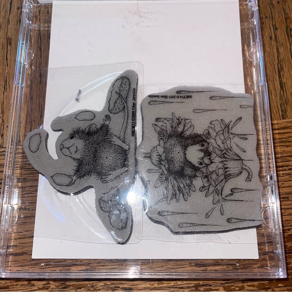 House Mouse Stampendous Cling Rubber Stamp Peanut Juggle & Rain Flower New - Picture 2 of 3